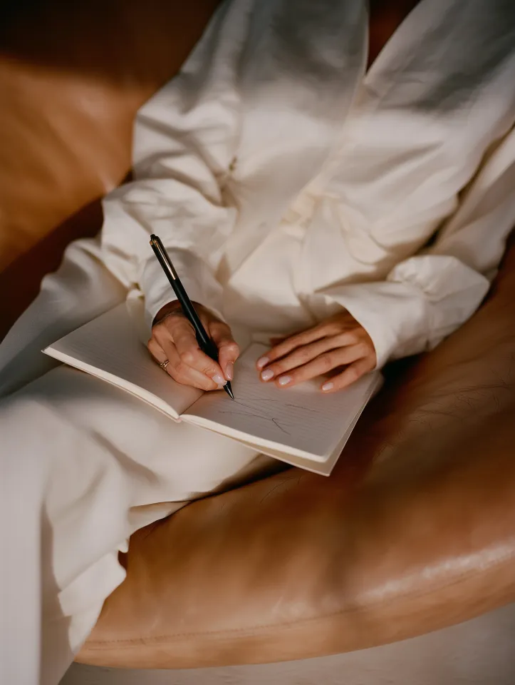 Pessoa portuguesa escrevendo com criatividade